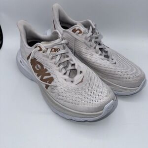 Hoka One One Cream and Tan Athletic Shoes
